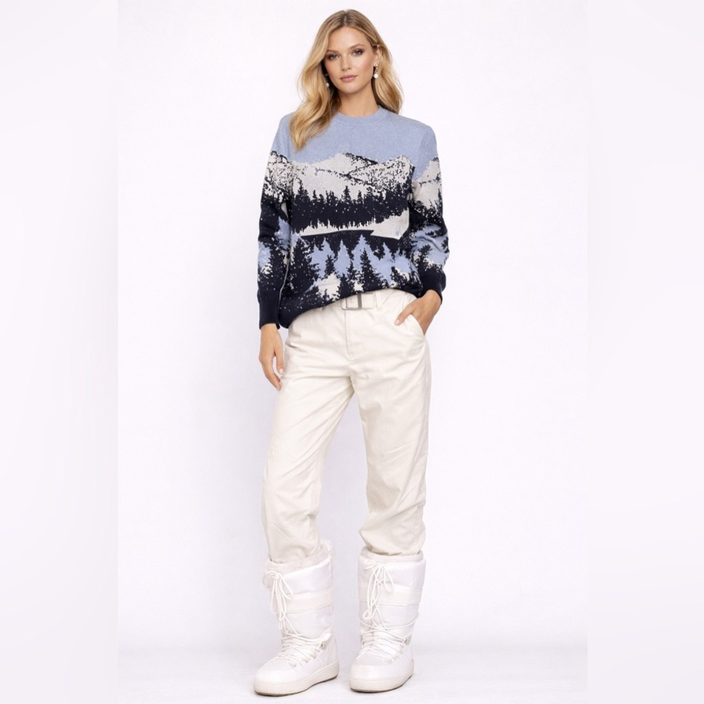 Aspen Alpine Mountain Intarsia Sweater – Size Small – Après Ski Chalet Knit